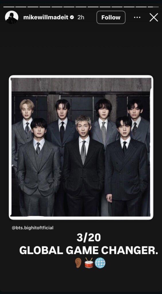260315 Mike WiLL Made-It (Producer) on Instagram ft. BTS