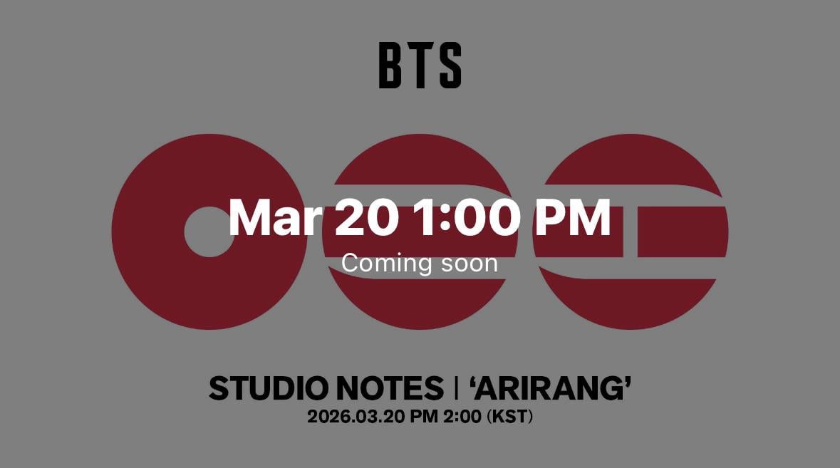 260319 BTS has scheduled a live for ‘STUDIO NOTES | ‘ARIRANG’’ tomorrow, 20 March at 2pm KST