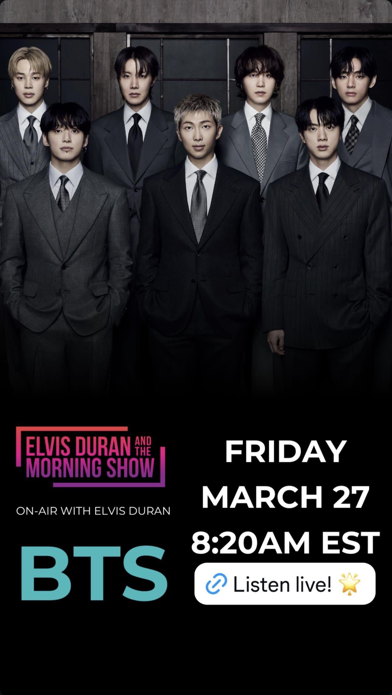 260327 Elvis Duran and The Morning Show on Instagram ft. BTS