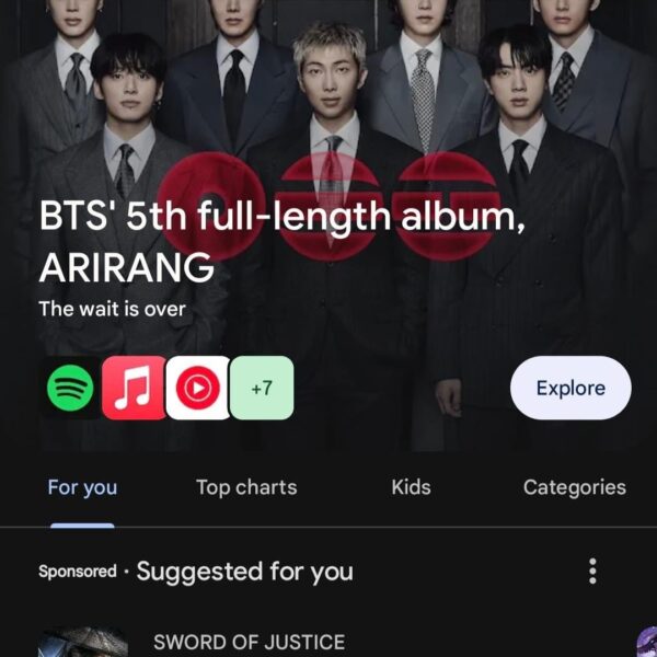 Google Play Ad for BTS' Arirang Album