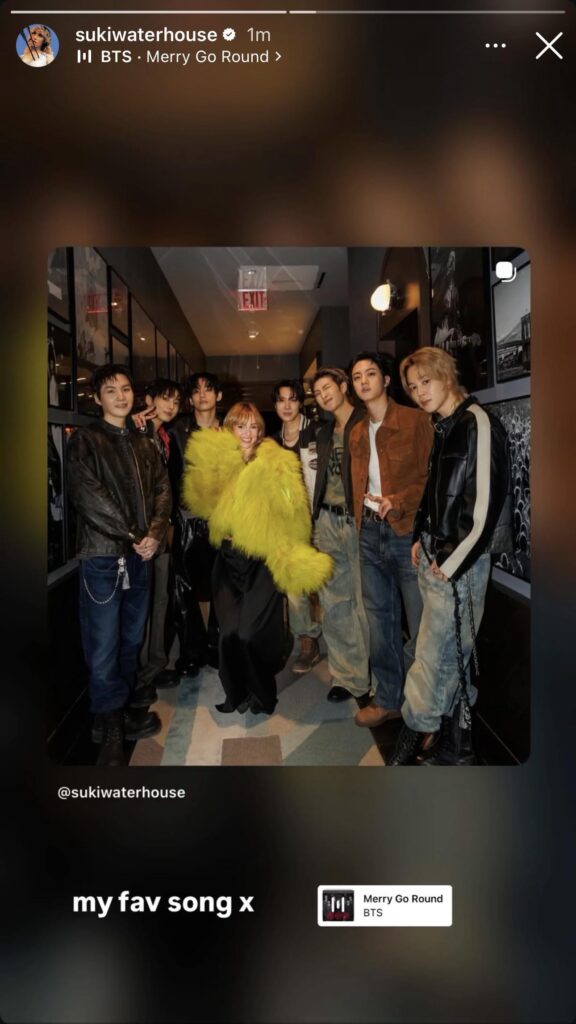 Suki Waterhouse IG Story ft. BTS - 260326