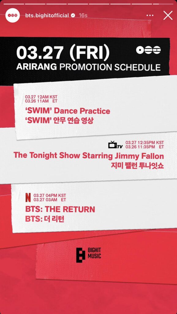 BTS Official IG Story 260326