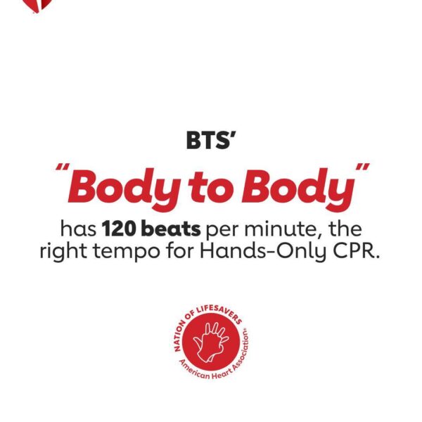 [American Heart Association] This one’s for the BTS ARMY!  We’re jamming to “Body to Body,” because it has the right beat for Hands-Only CPR! - 210326