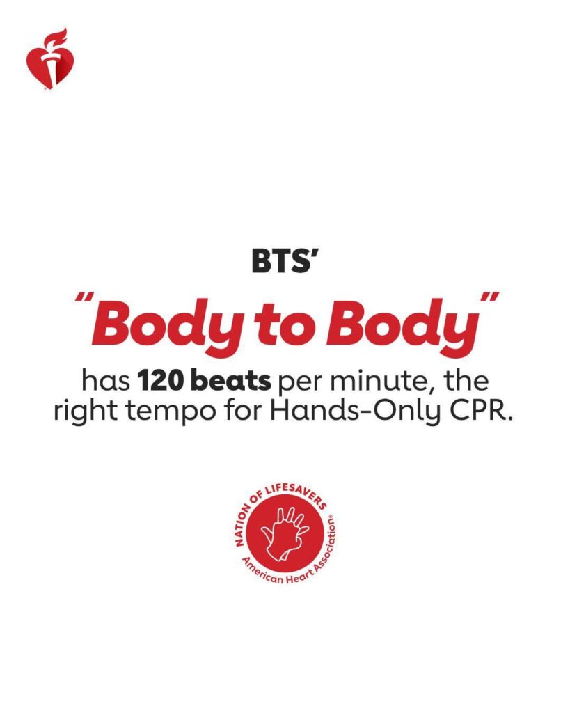 [American Heart Association] This one’s for the BTS ARMY!  We’re jamming to “Body to Body,” because it has the right beat for Hands-Only CPR! - 210326