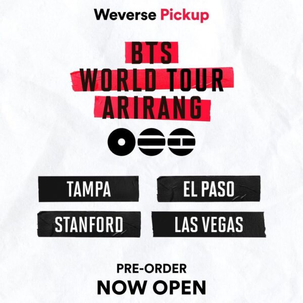 260414 Weverse Shop on Instagram: 📢 BTS WORLD TOUR ‘ARIRANG’ IN NORTH AMERICA Weverse Shop On-site Pickup Products Pre-Order Now Open