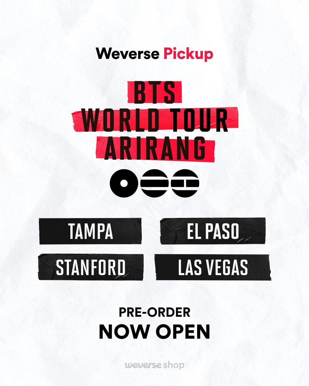 260414 Weverse Shop on Instagram: 📢 BTS WORLD TOUR ‘ARIRANG’ IN NORTH AMERICA Weverse Shop On-site Pickup Products Pre-Order Now Open