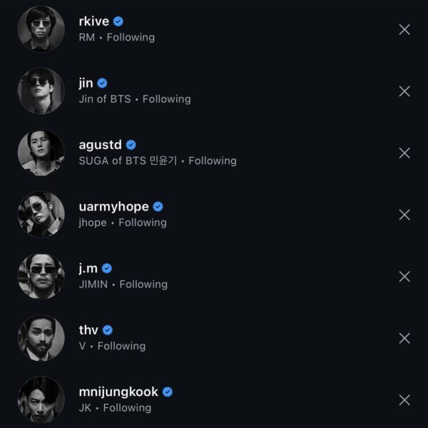 OT7 have all updated their Instagram profile pics to ‘2.0’ images - 040426