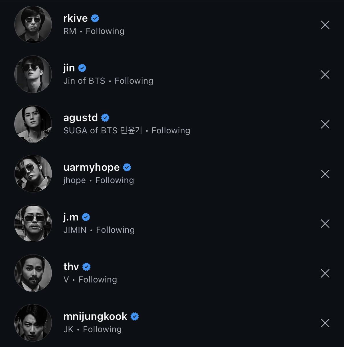 OT7 have all updated their Instagram profile pics to ‘2.0’ images - 040426