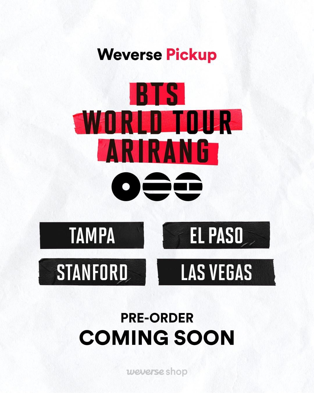 260413 Weverse Shop on Instagram: 📢 BTS WORLD TOUR ‘ARIRANG’ IN NORTH AMERICA Pre-order Weverse Shop On-site Pickup Products Coming Soon
