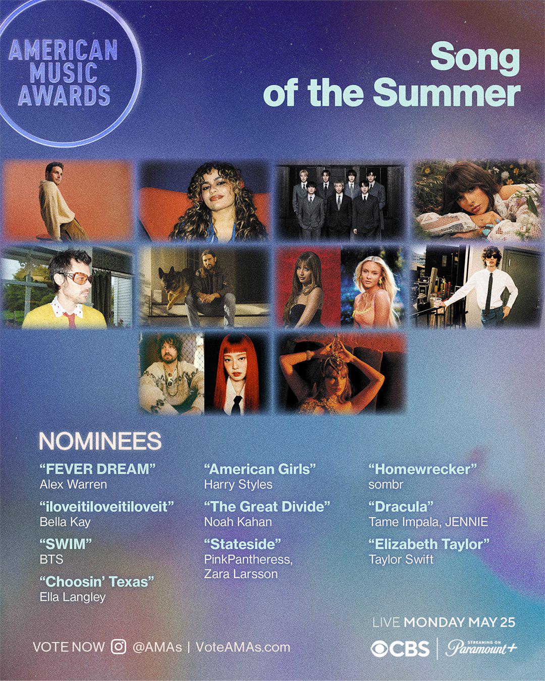 BTS 'SWIM' has been nominated for Song of the Summer at the American Music Awards - 140426