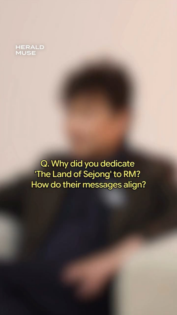260404 Author Kim Jin-myung shares why he dedicated his new novel, ‘The Land of Sejong’ to RM (from Herald Muse on Instagram)