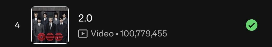 260415 Spotify Milestones: ‘2.0’ has surpassed 100 million streams