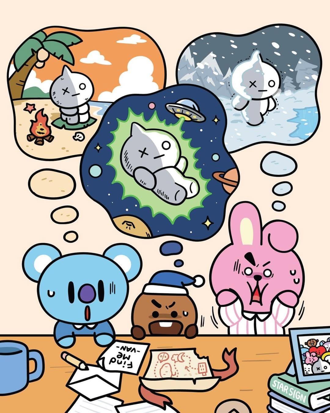 260403 BT21 on Instagram: [‘Finding VAN’ Series ￨ Prologue] VAN suddenly disappeared! 💨 Will BT21 be able to find VAN? 🔍