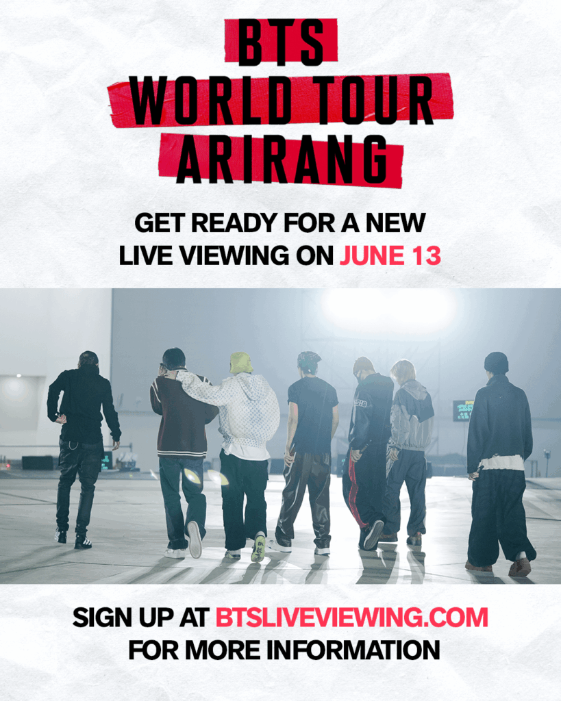 260420 HYBE MERCH on Twitter: BTS WORLD TOUR 'ARIRANG' LIVE VIEWING 
IN BUSAN. Ready for a new live viewing?