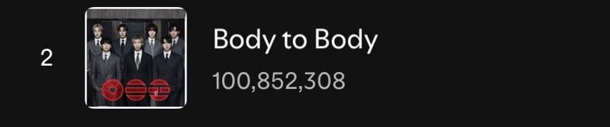 260407 Spotify Milestones: BTS’ “Body to Body” has surpassed 100 million streams