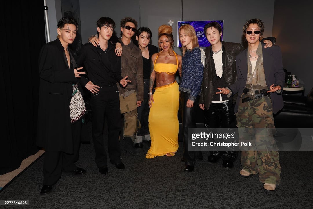 Getty Images - BTS with Glorilla and Busta Rhymes at the AMAs 2026 - 260526
