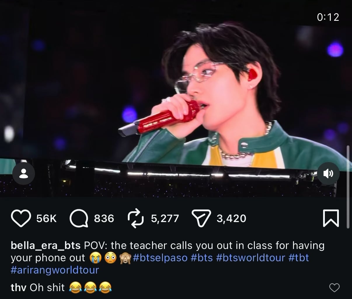 Taehyung commented on an ARMY’s IG Post - 050526