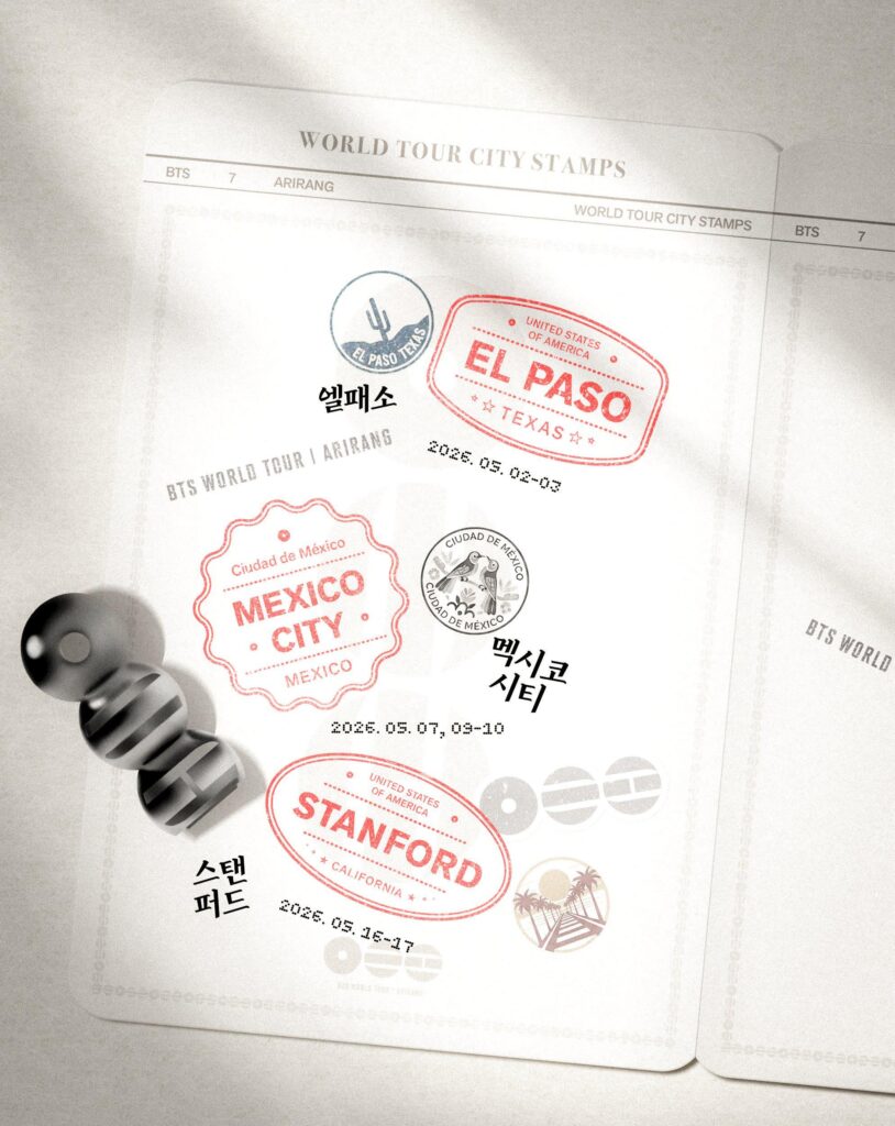 260516 HYBE MERCH on Twitter: BTS WORLD TOUR ‘ARIRANG' STAMP YOUR JOURNEY — STANFORD