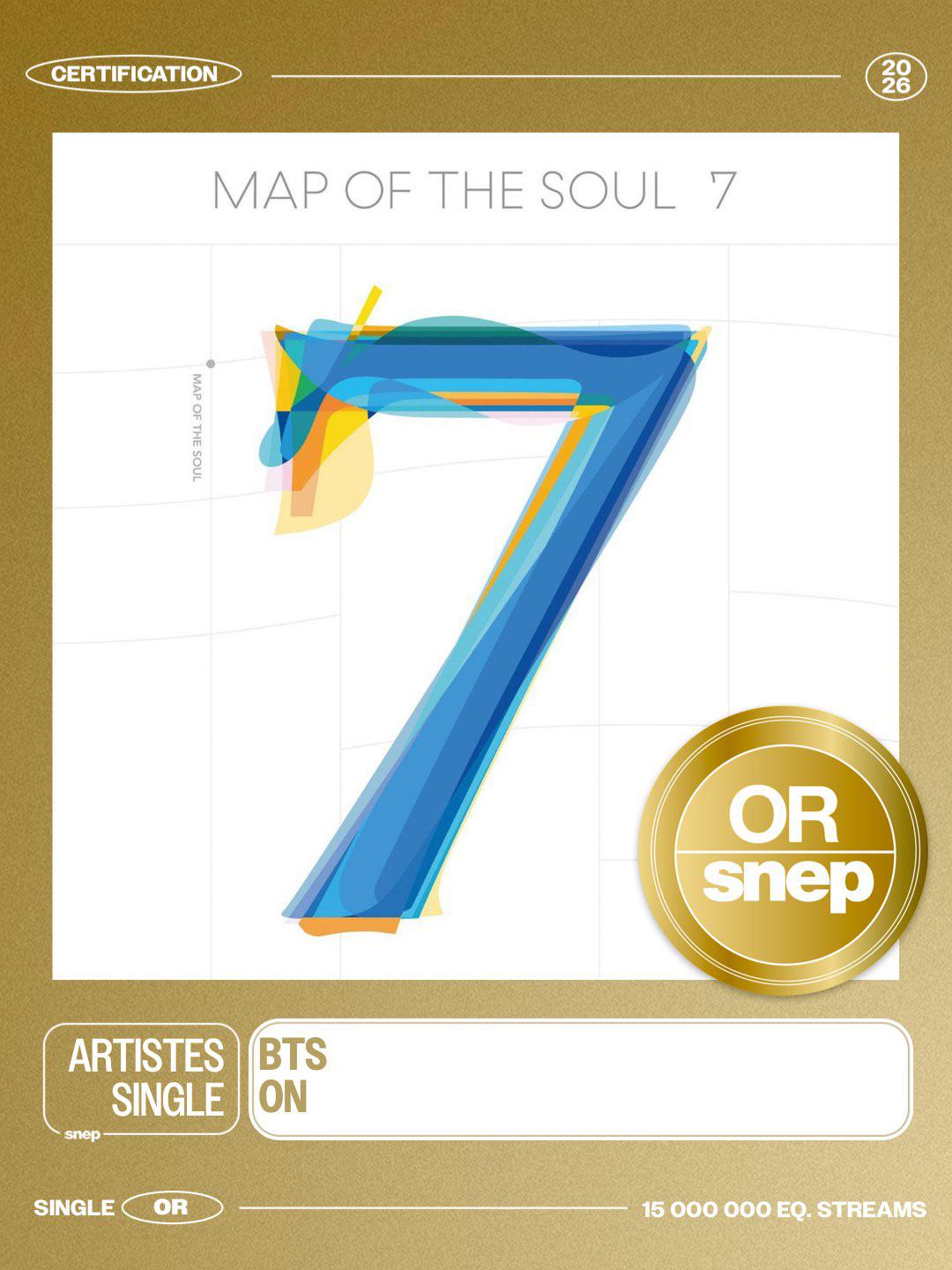 260525 SNEP on Twitter: ‘ON’ by BTS is certified Gold