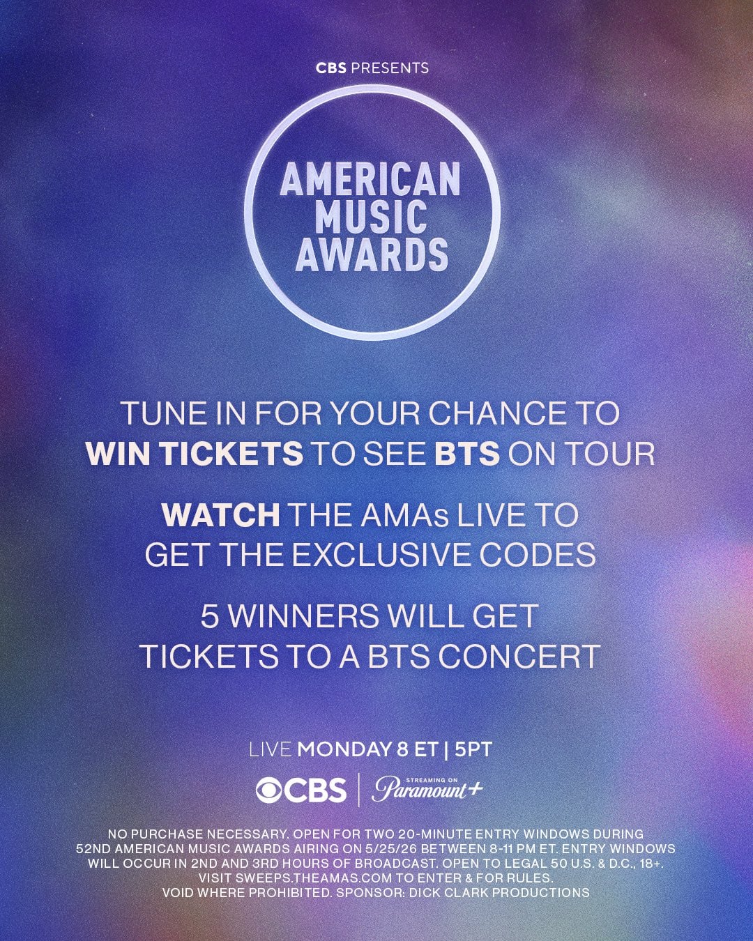 American Music Awards announce BTS ARIRANG ticket giveaway - 240526
