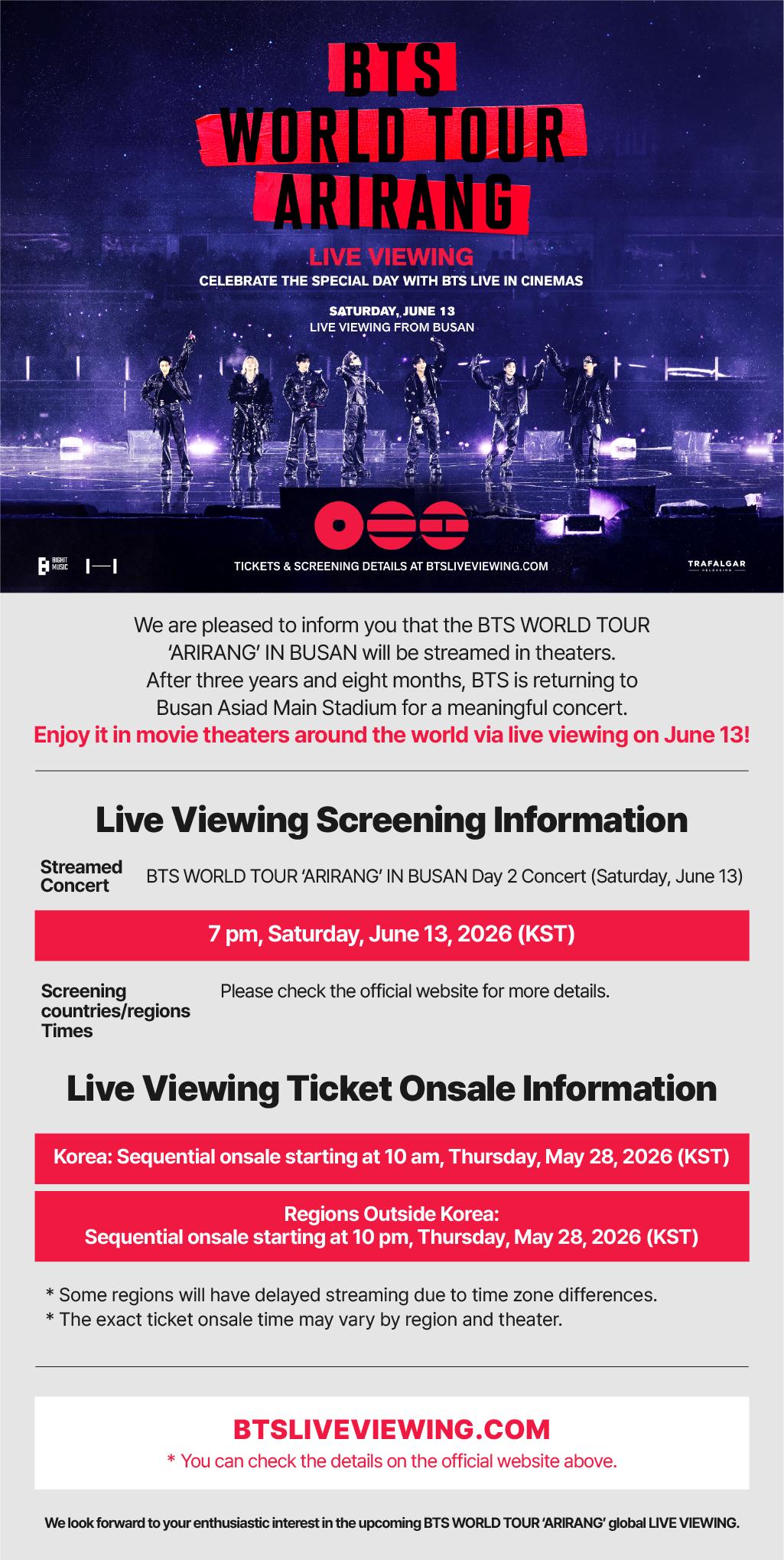 260520 [NOTICE] BTS WORLD TOUR ‘ARIRANG’ IN BUSAN Live Viewing