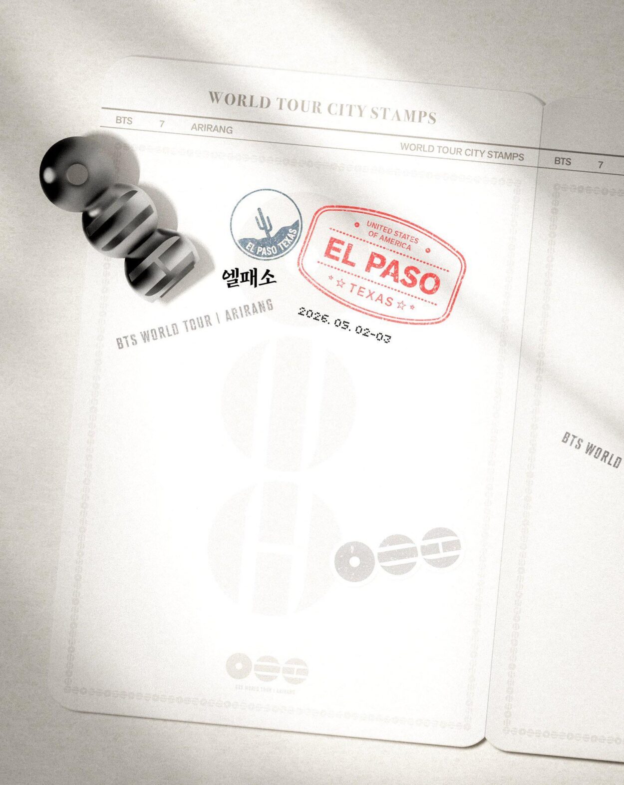 260502 HYBE Merch on Twitter: BTS WORLD TOUR ‘ARIRANG’ STAMP YOUR JOURNEY — EL PASO